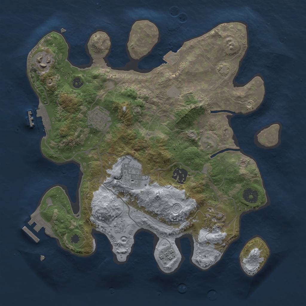 Rust Map: Procedural Map, Size: 3000, Seed: 7638215, 13 Monuments