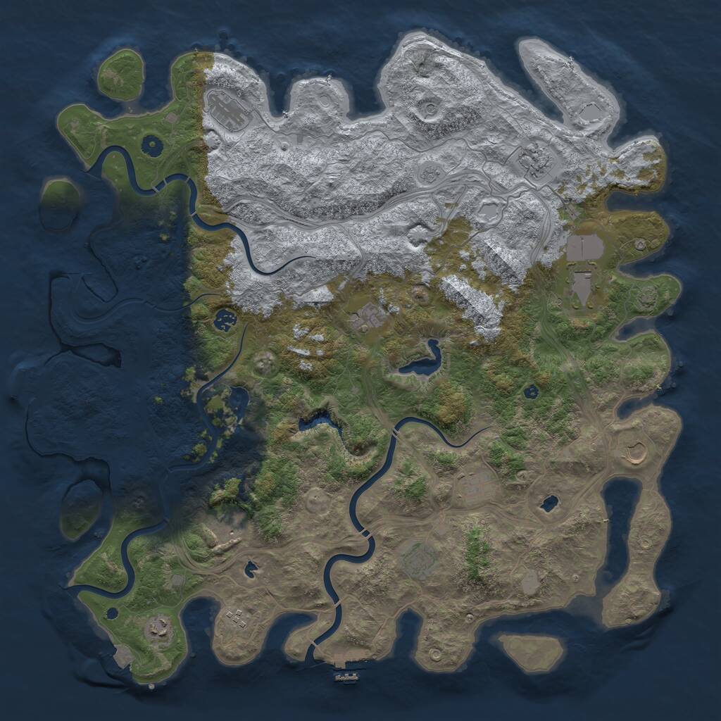 Rust Map: Procedural Map, Size: 4999, Seed: 1, 17 Monuments