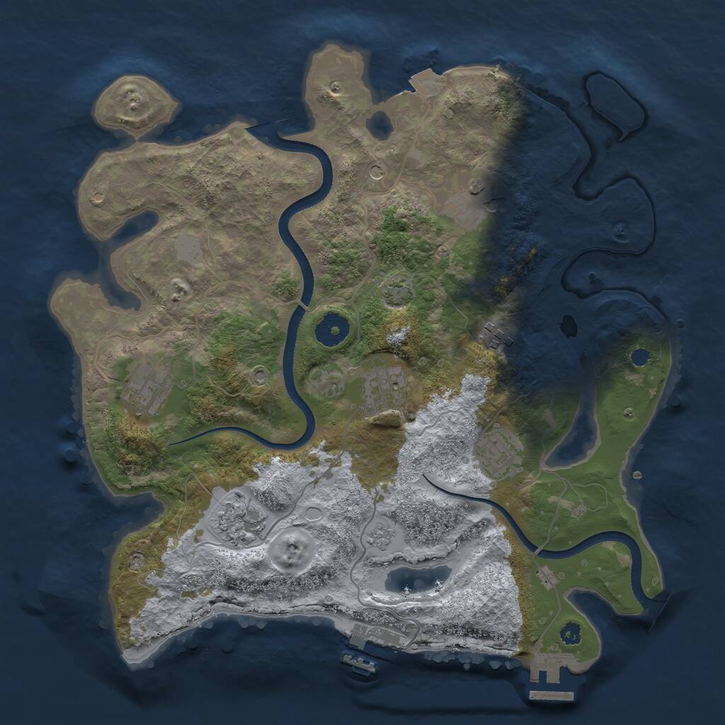 Rust Map: Procedural Map, Size: 3300, Seed: 702887410, 12 Monuments
