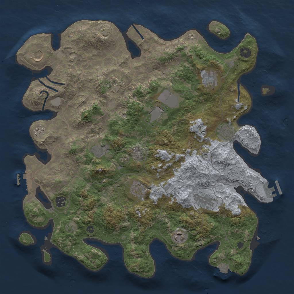 Rust Map: Procedural Map, Size: 4000, Seed: 881804705, 19 Monuments