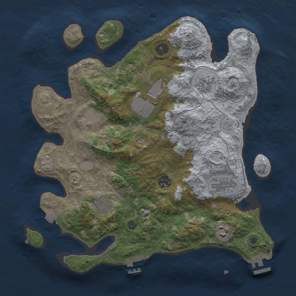 Rust Map: Procedural Map, Size: 3500, Seed: 1900457370, 16 Monuments