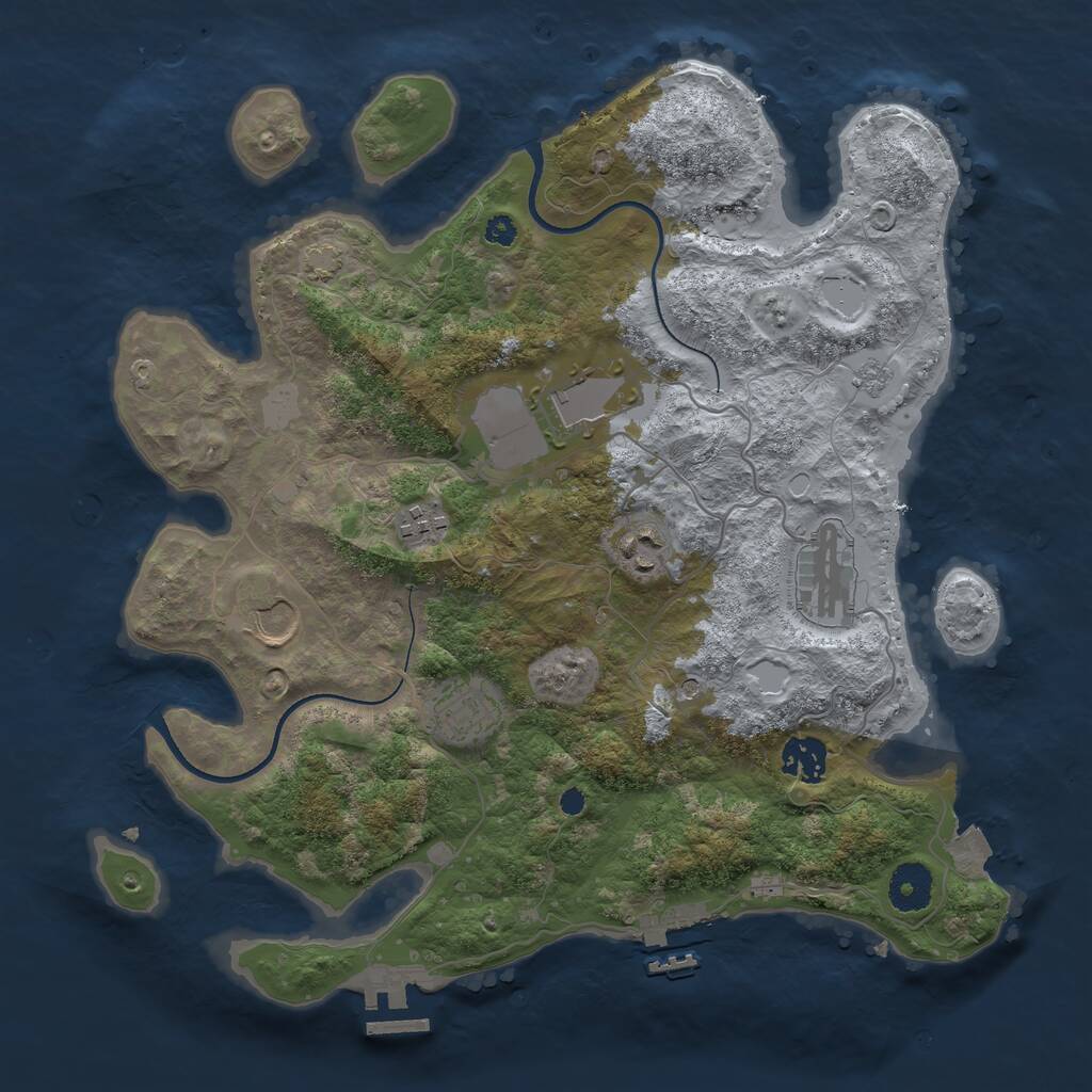 Rust Map: Procedural Map, Size: 3500, Seed: 1900457370, 13 Monuments