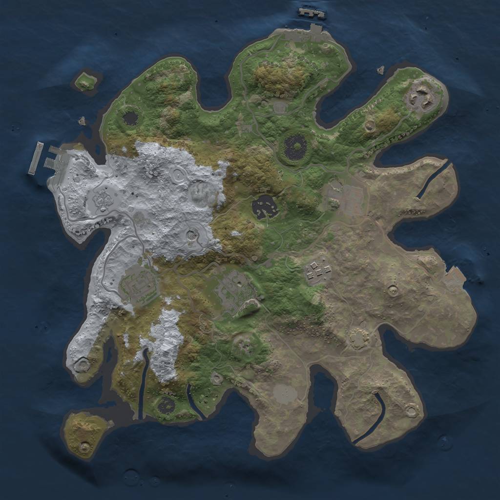 Rust Map: Procedural Map, Size: 3000, Seed: 84861, 14 Monuments
