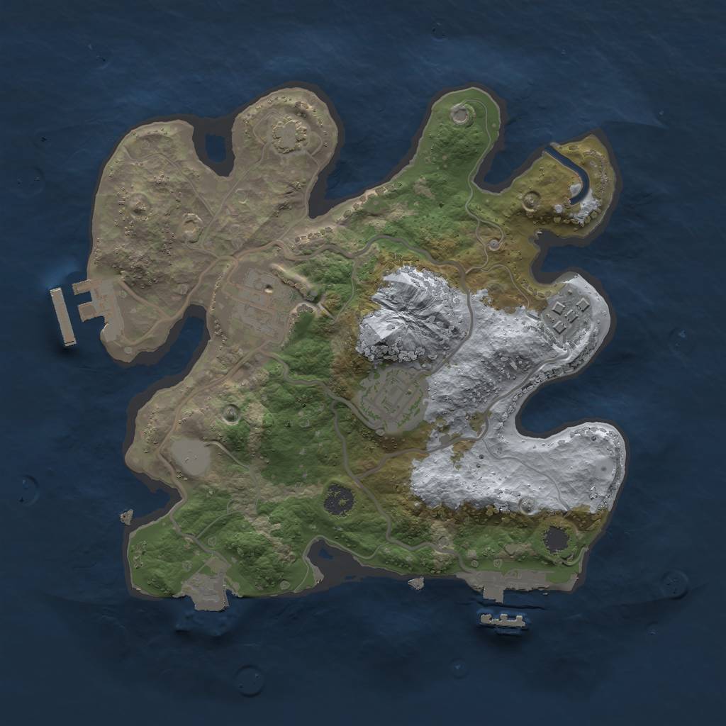 Rust Map: Procedural Map, Size: 2500, Seed: 1370179450, 9 Monuments