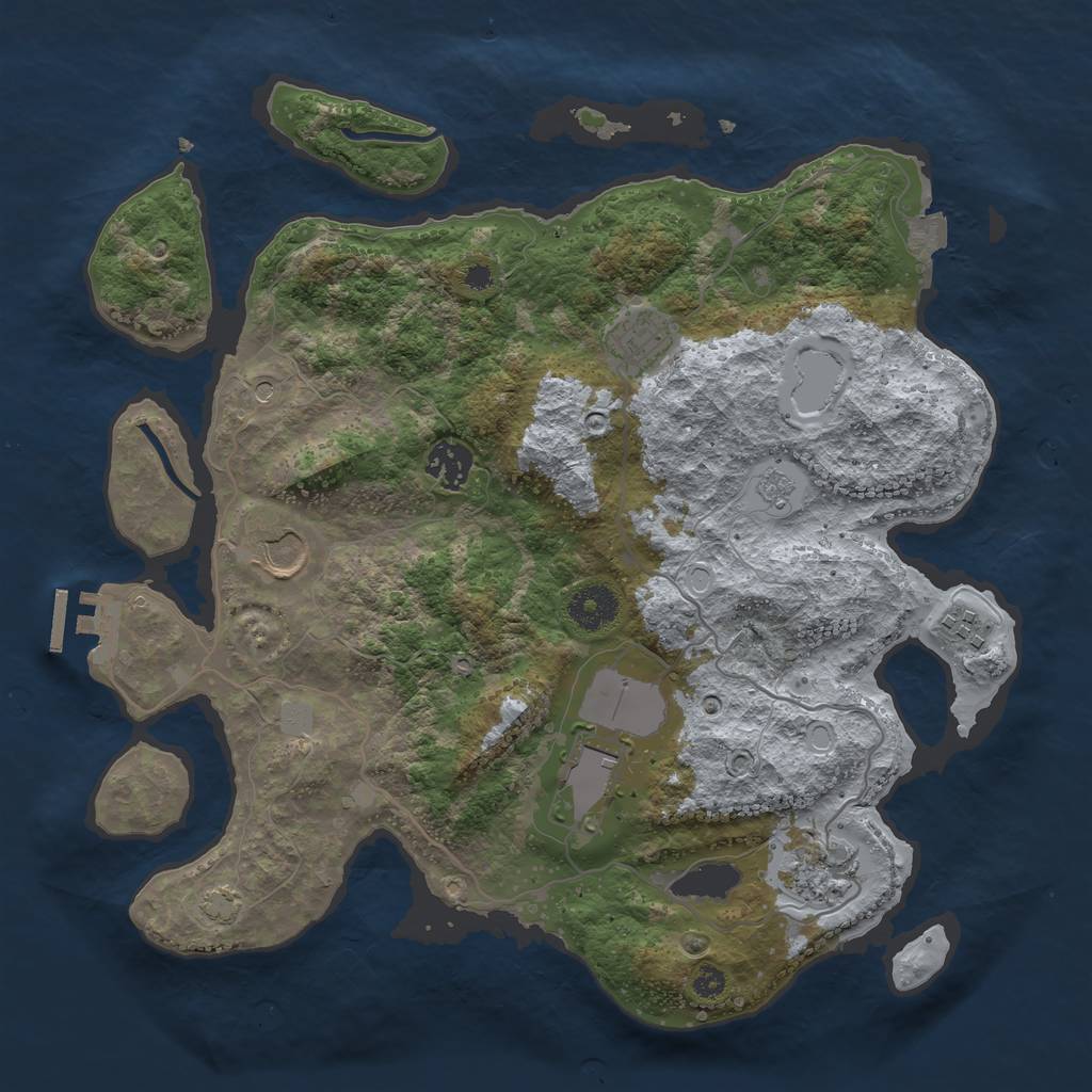 Rust Map: Procedural Map, Size: 3500, Seed: 1303683182, 13 Monuments