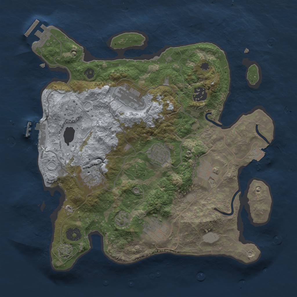 Rust Map: Procedural Map, Size: 3000, Seed: 645486453, 13 Monuments