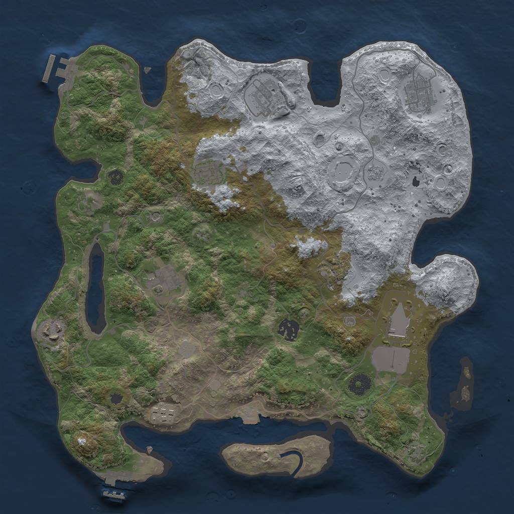 Rust Map: Procedural Map, Size: 3600, Seed: 10219, 17 Monuments