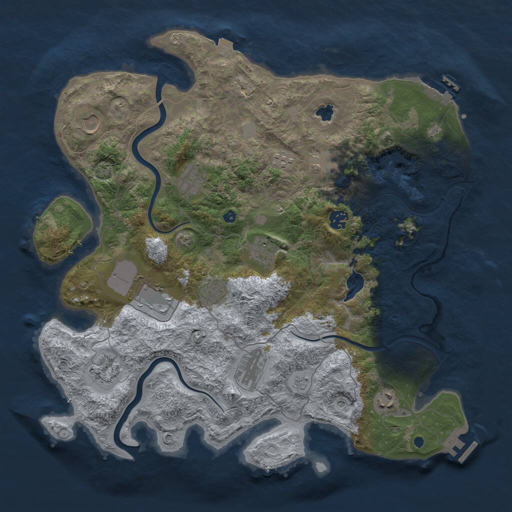Rust Map: Procedural Map, Size: 4000, Seed: 987695679, 17 Monuments