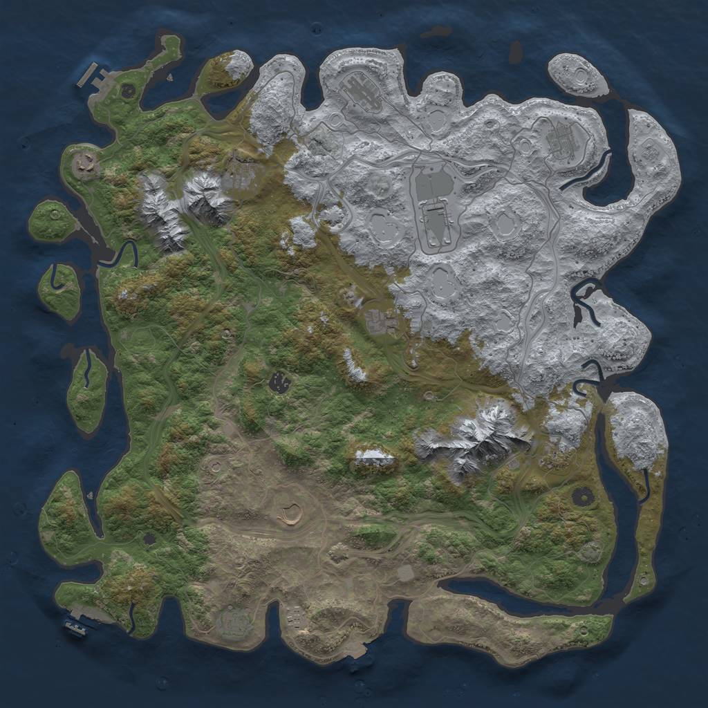 Rust Map: Procedural Map, Size: 5000, Seed: 875463, 19 Monuments