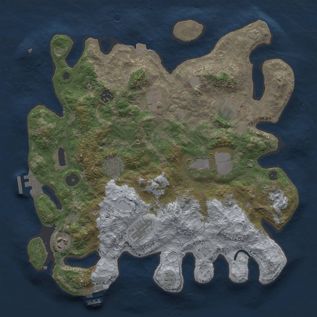 Rust Map: Procedural Map, Size: 3700, Seed: 91692597, 17 Monuments