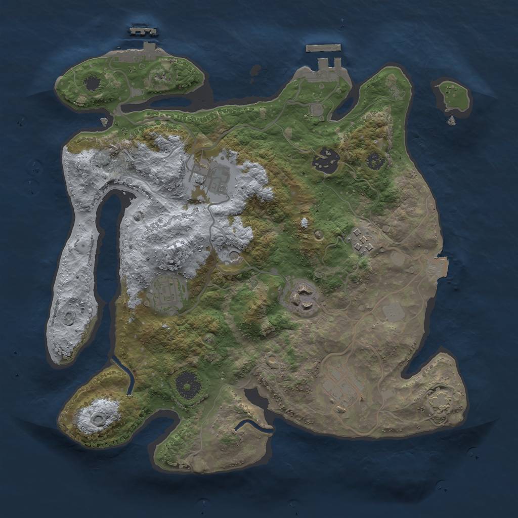 Rust Map: Procedural Map, Size: 3000, Seed: 910048830, 13 Monuments