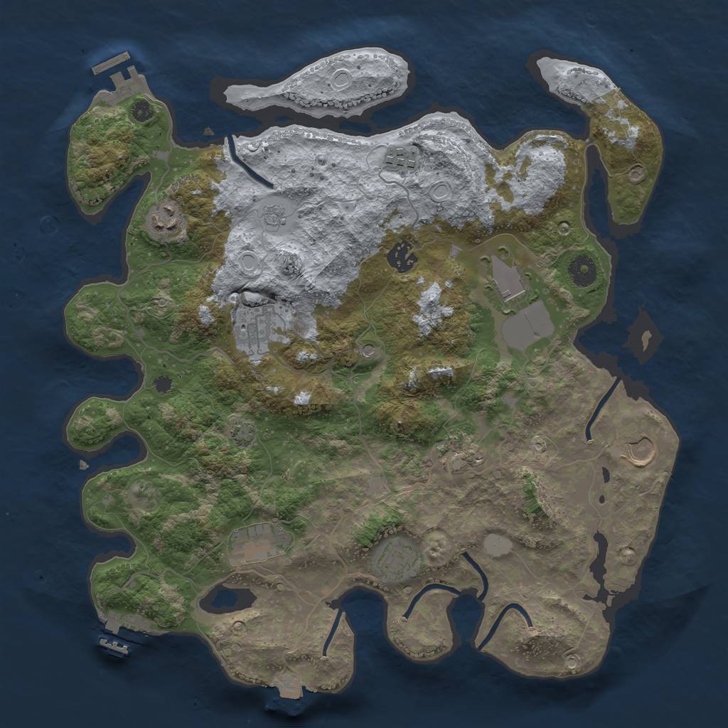 Rust Map: Procedural Map, Size: 3700, Seed: 3864, 17 Monuments