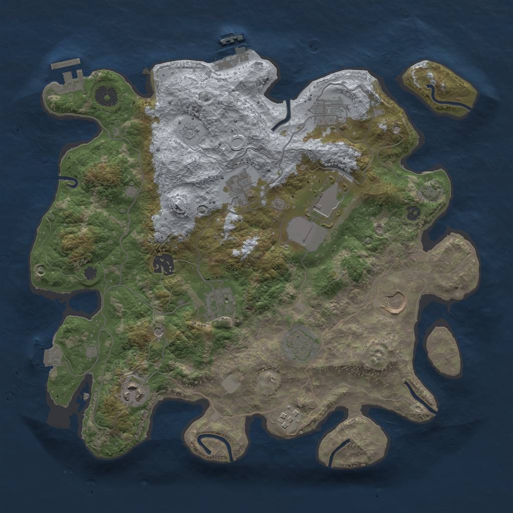 Rust Map: Procedural Map, Size: 3500, Seed: 2021920169, 17 Monuments