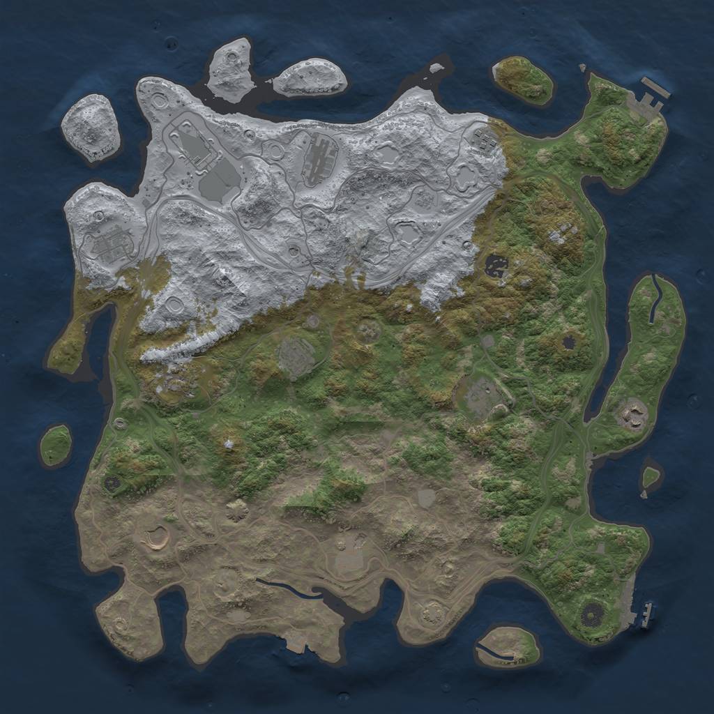Rust Map: Procedural Map, Size: 4500, Seed: 74567567, 19 Monuments