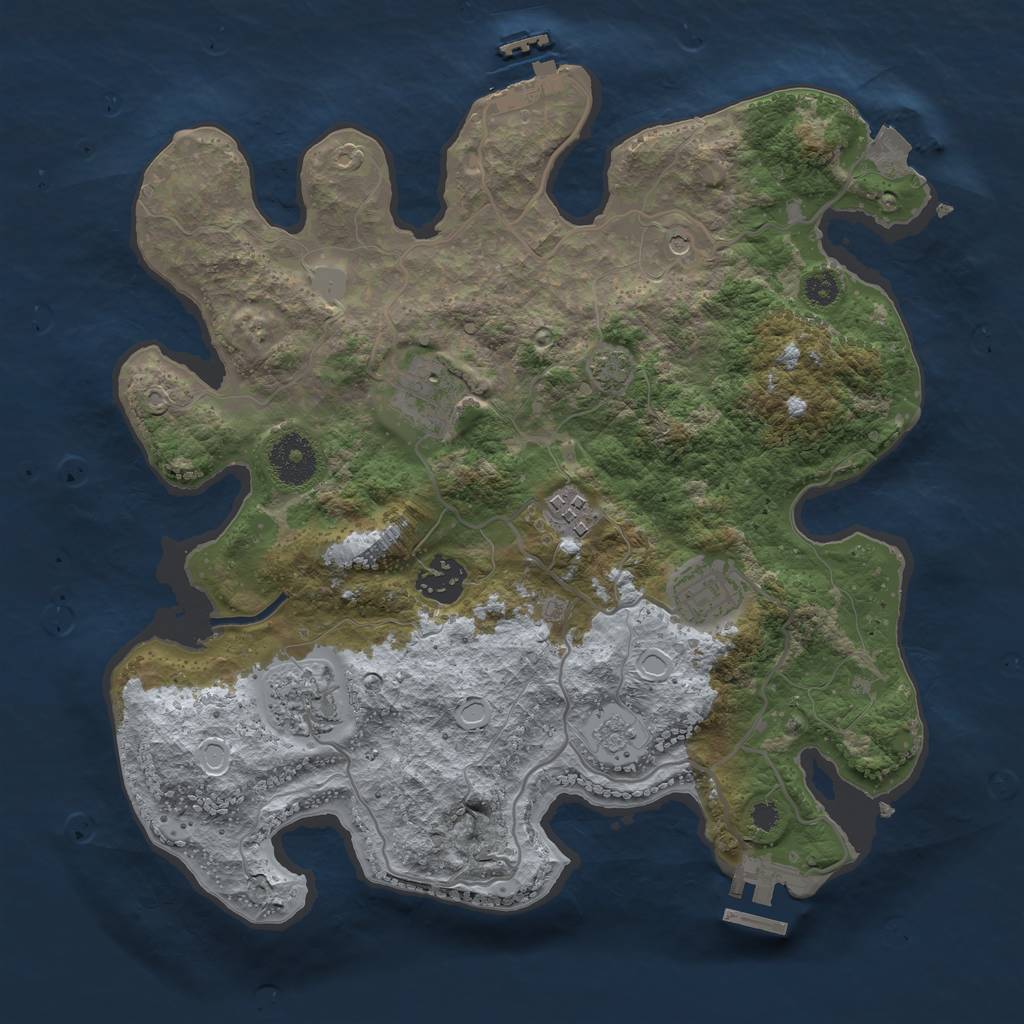 Rust Map: Procedural Map, Size: 3200, Seed: 545, 13 Monuments