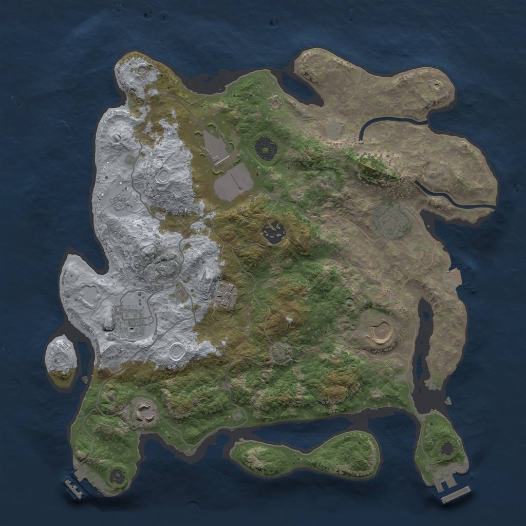 Rust Map: Procedural Map, Size: 3500, Seed: 586478333, 14 Monuments