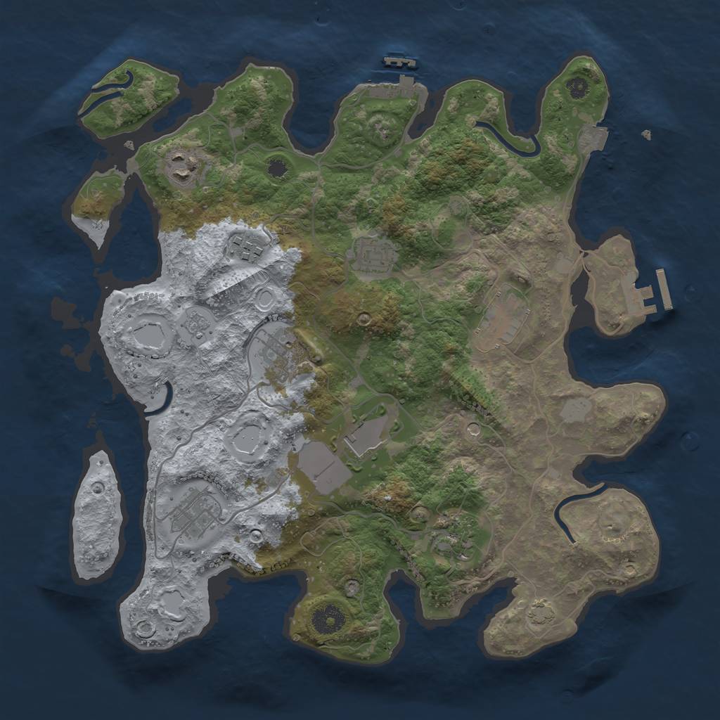 Rust Map: Procedural Map, Size: 3500, Seed: 2137776331, 16 Monuments