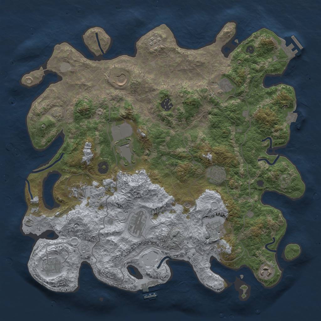 Rust Map: Procedural Map, Size: 4000, Seed: 4035, 19 Monuments