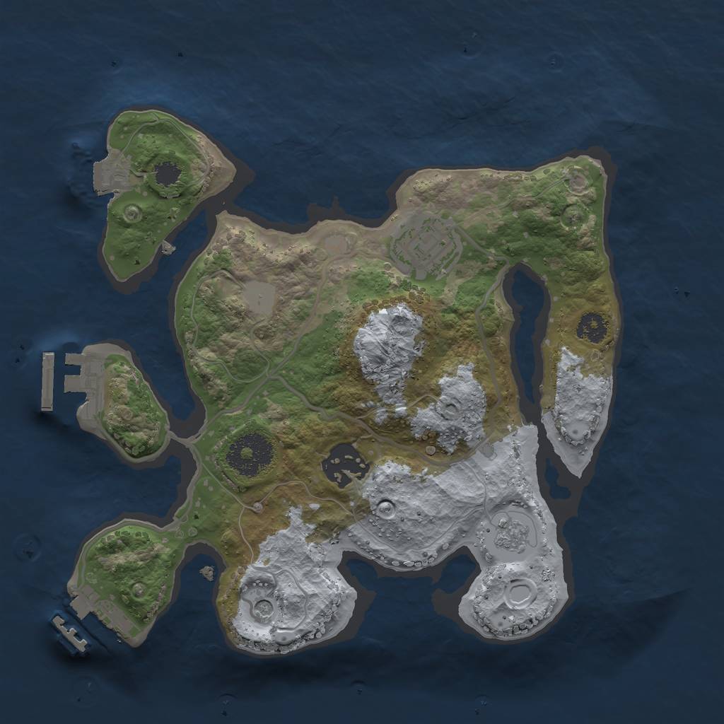 Rust Map: Procedural Map, Size: 2500, Seed: 999811129, 9 Monuments