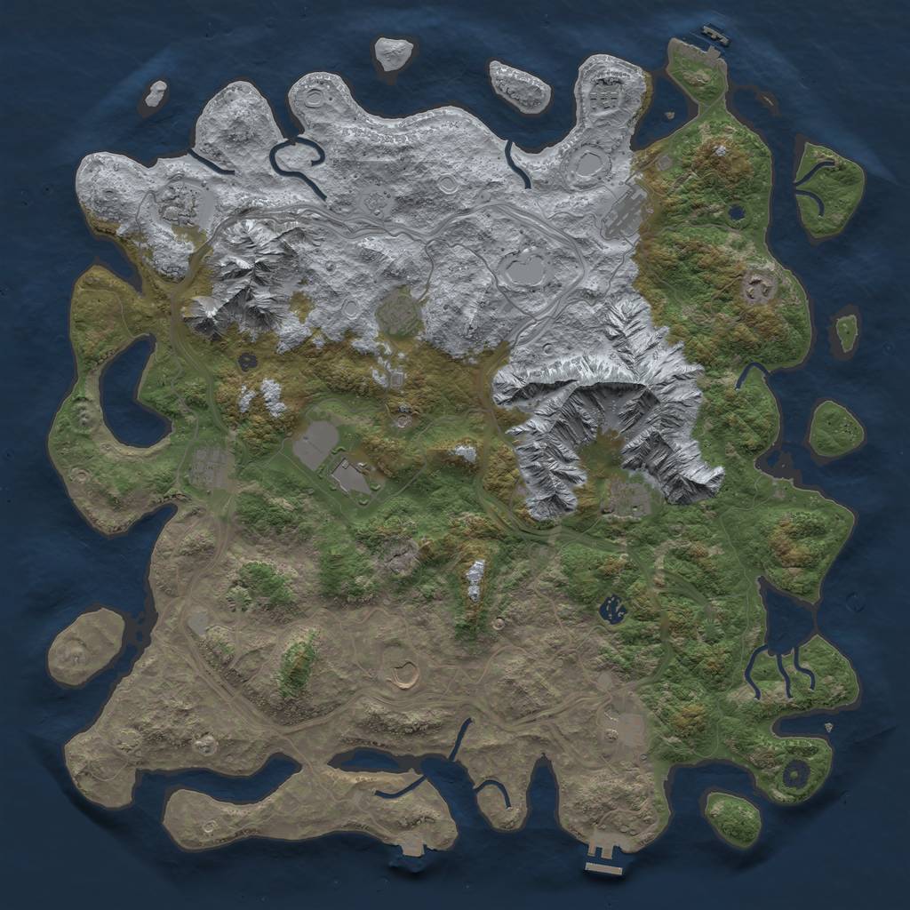 Rust Map: Procedural Map, Size: 5000, Seed: 1029764111, 19 Monuments