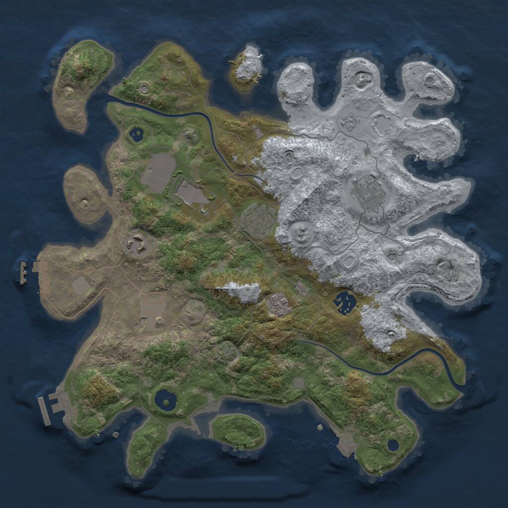 Rust Map: Procedural Map, Size: 3500, Seed: 768997062, 13 Monuments