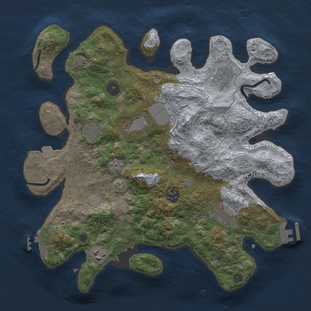 Rust Map: Procedural Map, Size: 3500, Seed: 768997062, 15 Monuments