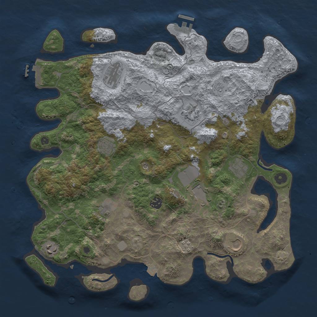 Rust Map: Procedural Map, Size: 4000, Seed: 4037, 18 Monuments