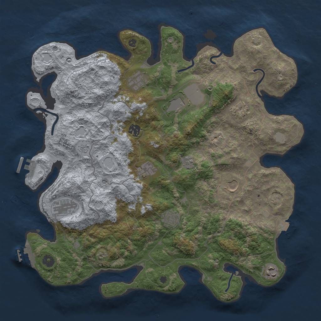 Rust Map: Procedural Map, Size: 4000, Seed: 643067347, 18 Monuments