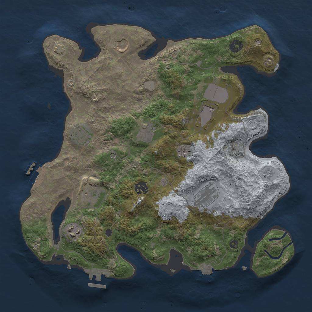 Rust Map: Procedural Map, Size: 3500, Seed: 948792859, 17 Monuments