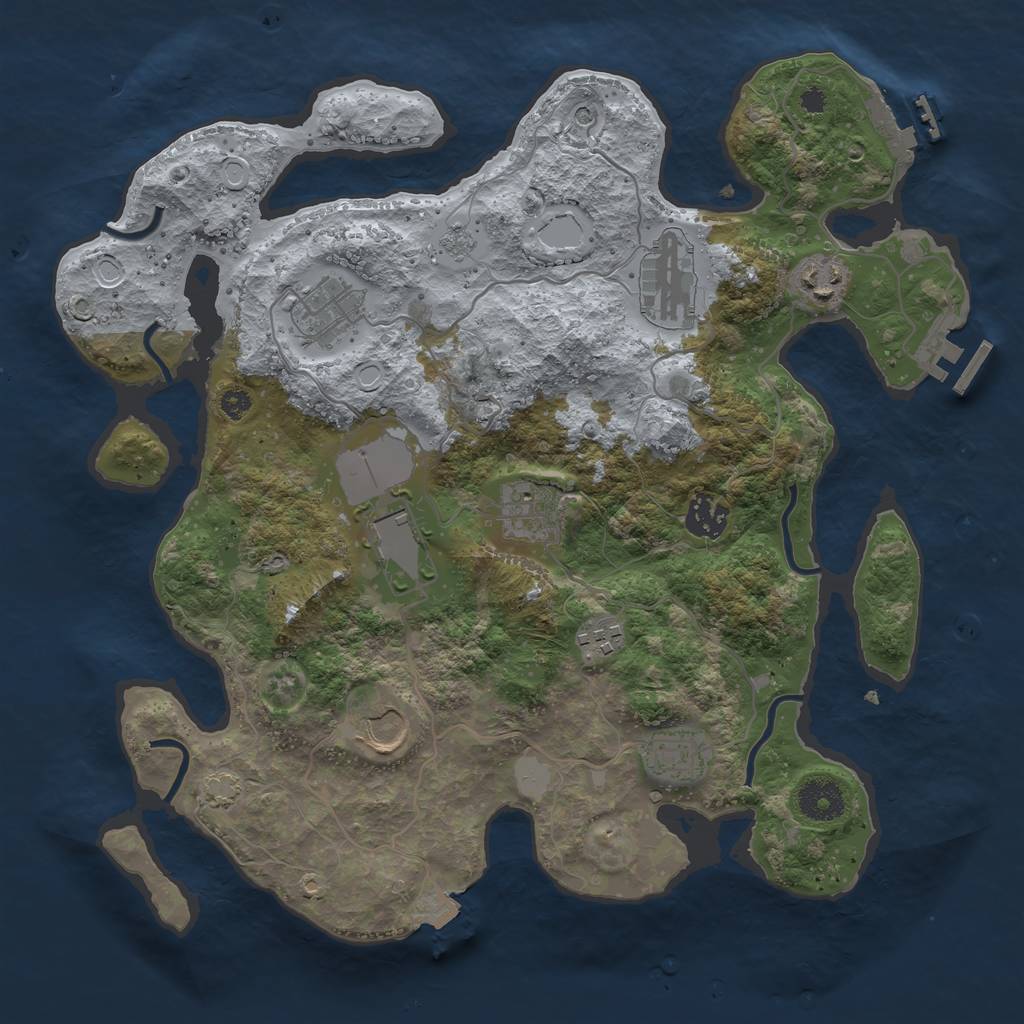 Rust Map: Procedural Map, Size: 3500, Seed: 42829057, 17 Monuments