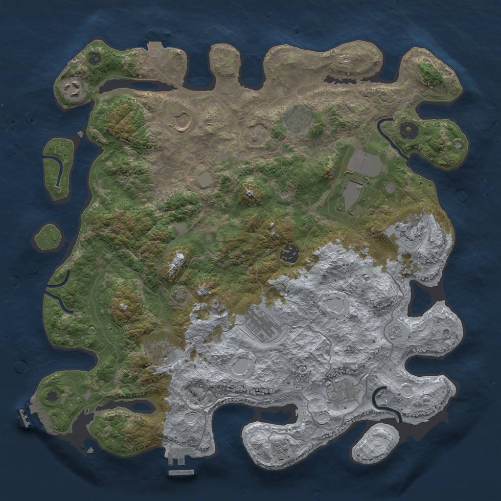 Rust Map: Procedural Map, Size: 4000, Seed: 20246983, 18 Monuments