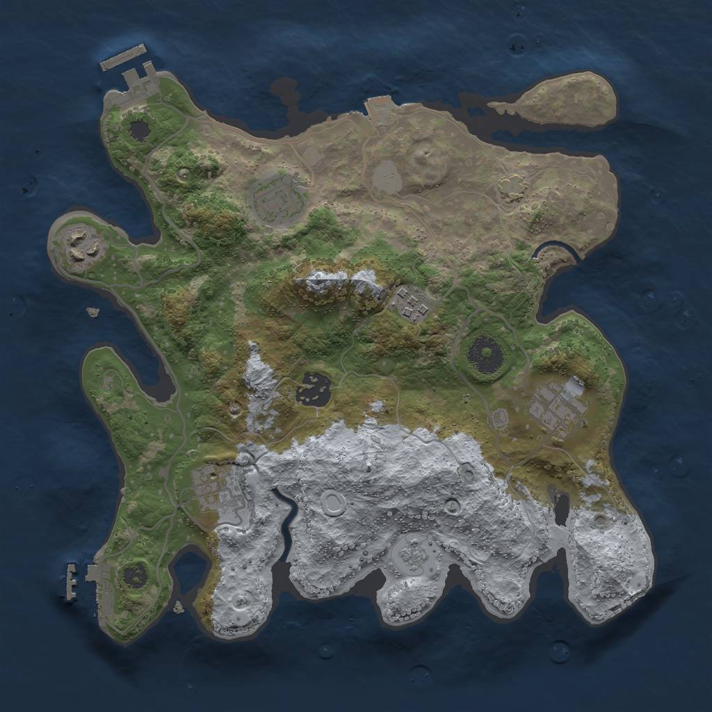 Rust Map: Procedural Map, Size: 3000, Seed: 2584, 13 Monuments