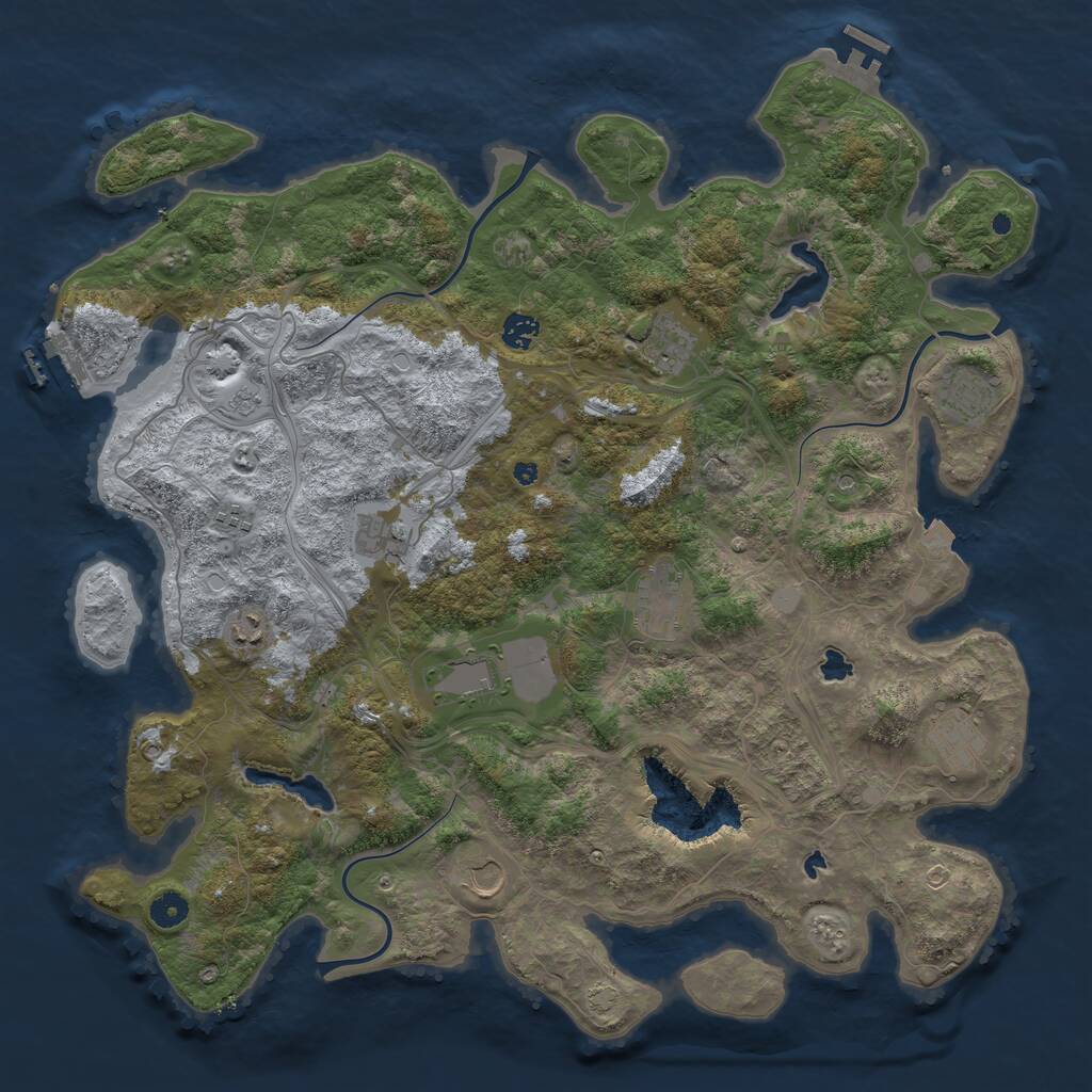 Rust Map: Procedural Map, Size: 4500, Seed: 959872295, 16 Monuments
