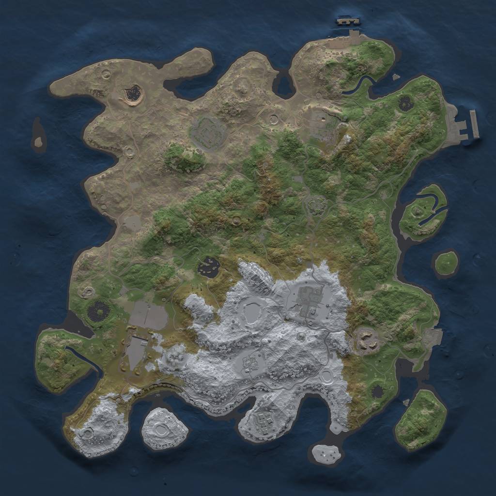 Rust Map: Procedural Map, Size: 3500, Seed: 1286710027, 16 Monuments