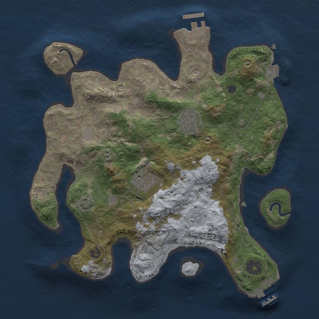 Rust Map: Procedural Map, Size: 3000, Seed: 1210482231, 10 Monuments