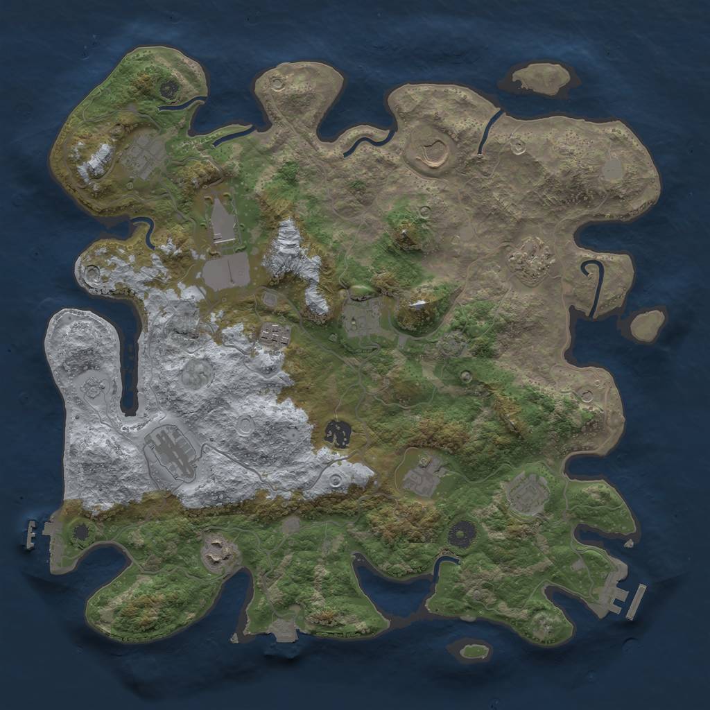 Rust Map: Procedural Map, Size: 3850, Seed: 75031688, 19 Monuments