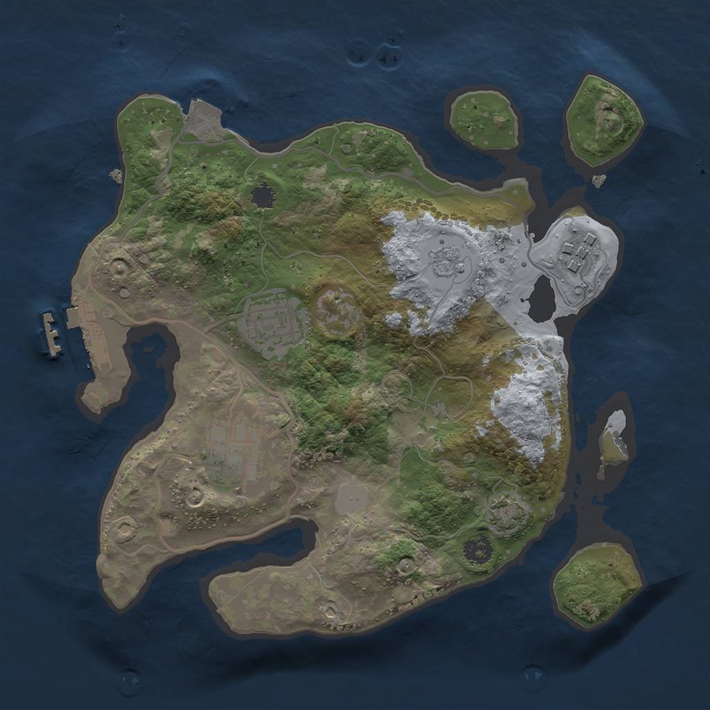 Rust Map: Procedural Map, Size: 2500, Seed: 510736266, 9 Monuments