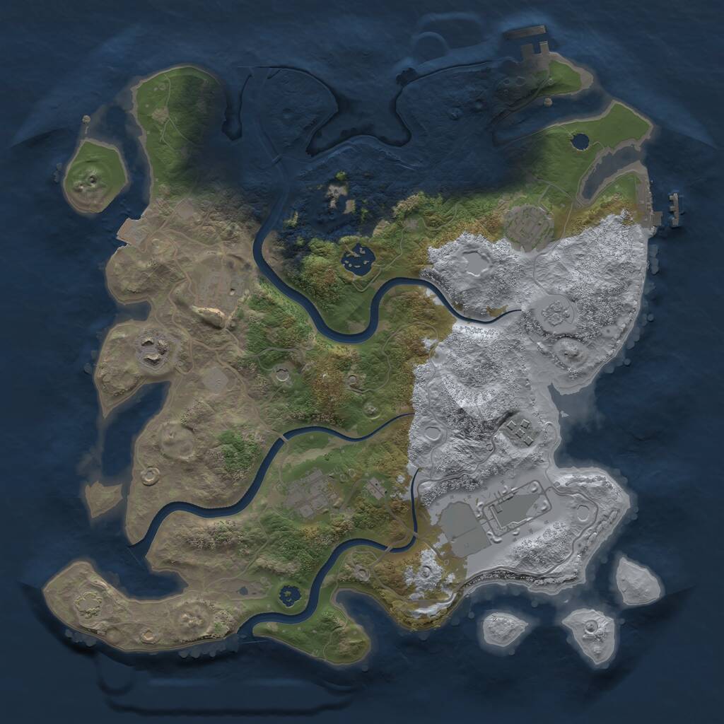 Rust Map: Procedural Map, Size: 3500, Seed: 7059, 13 Monuments