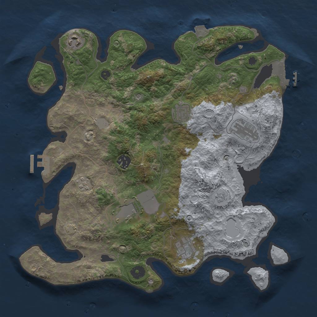 Rust Map: Procedural Map, Size: 3500, Seed: 7059, 15 Monuments