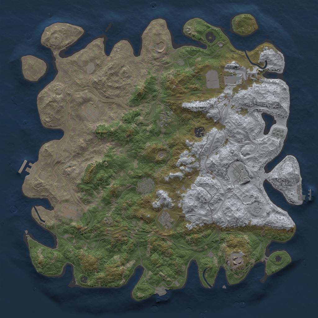 Rust Map: Procedural Map, Size: 4500, Seed: 2105431740, 19 Monuments