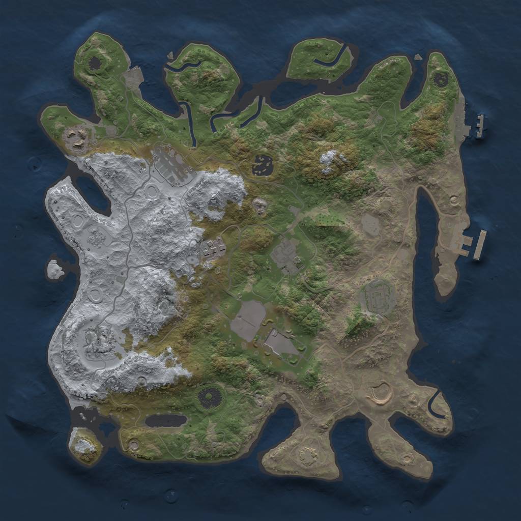 Rust Map: Procedural Map, Size: 3500, Seed: 385578676, 16 Monuments