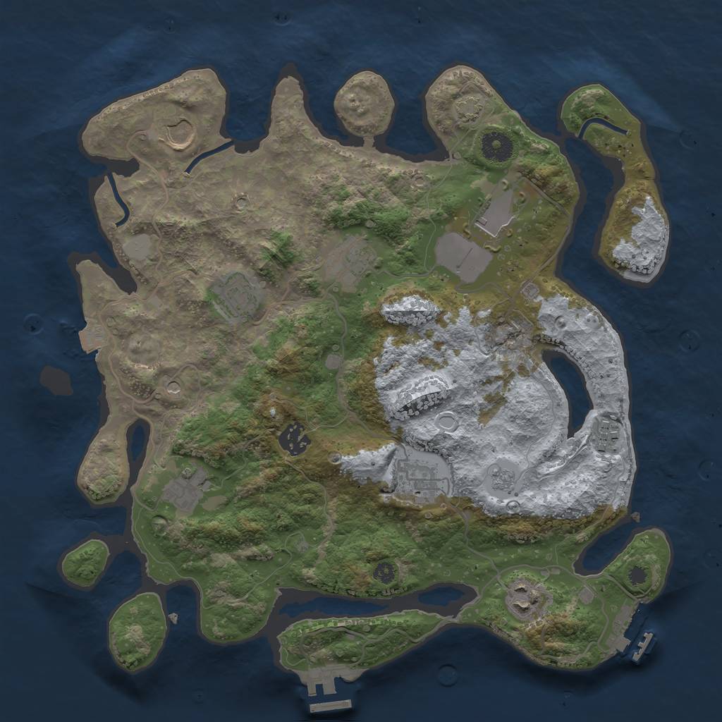 Rust Map: Procedural Map, Size: 3500, Seed: 64000, 17 Monuments