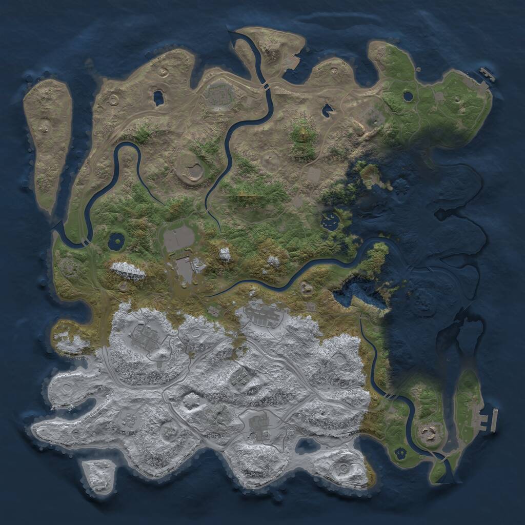 Rust Map: Procedural Map, Size: 4500, Seed: 566837342, 16 Monuments