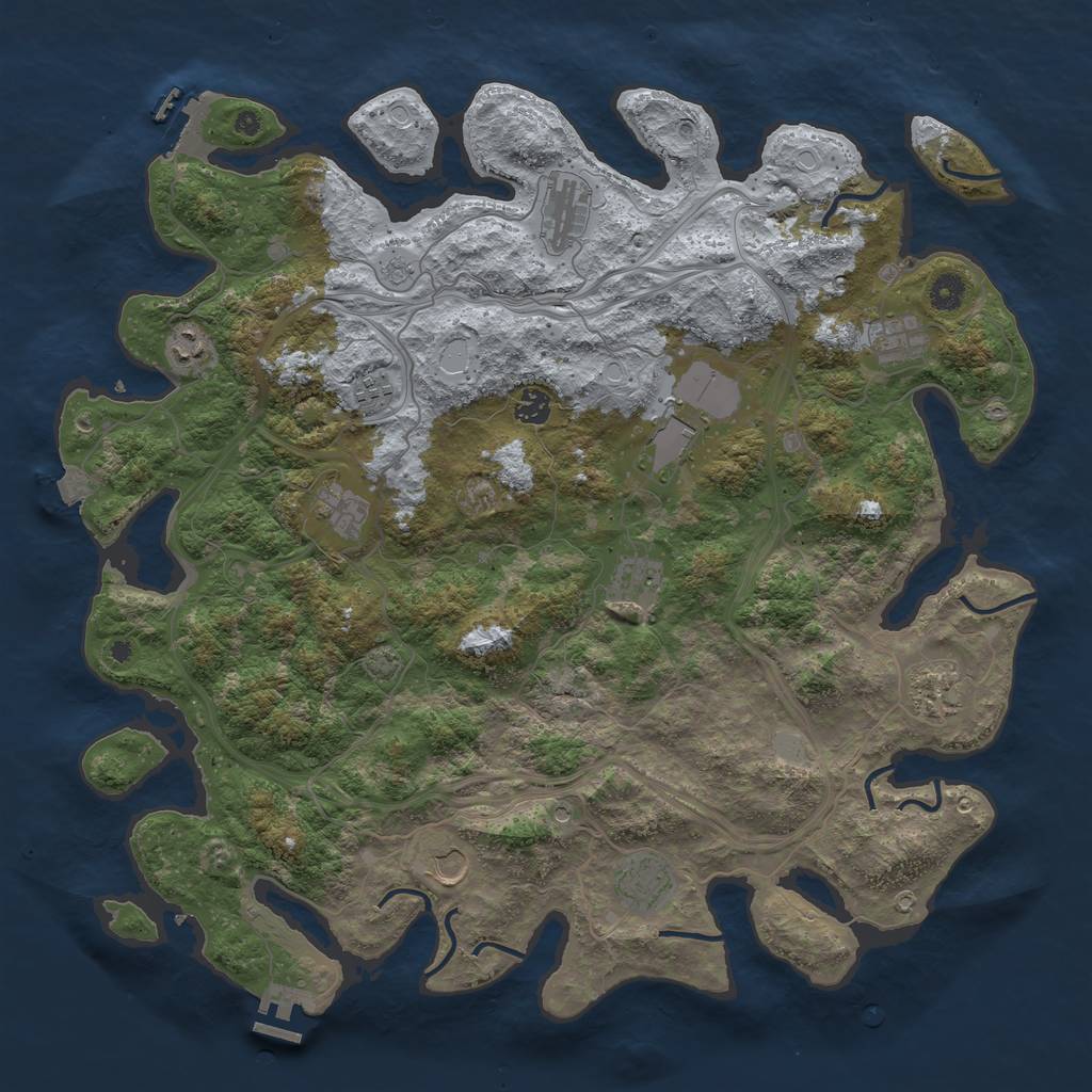 Rust Map: Procedural Map, Size: 4500, Seed: 144791572, 19 Monuments