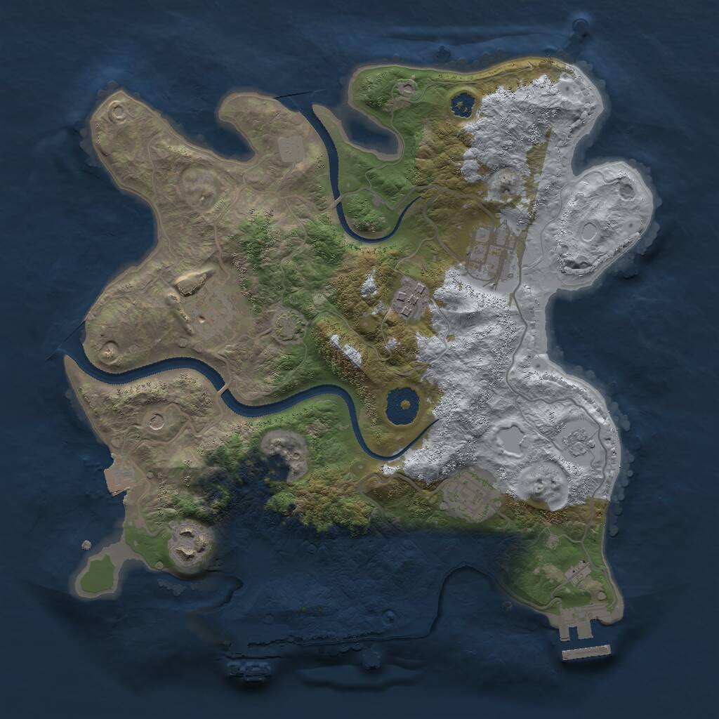Rust Map: Procedural Map, Size: 3000, Seed: 1688412621, 11 Monuments