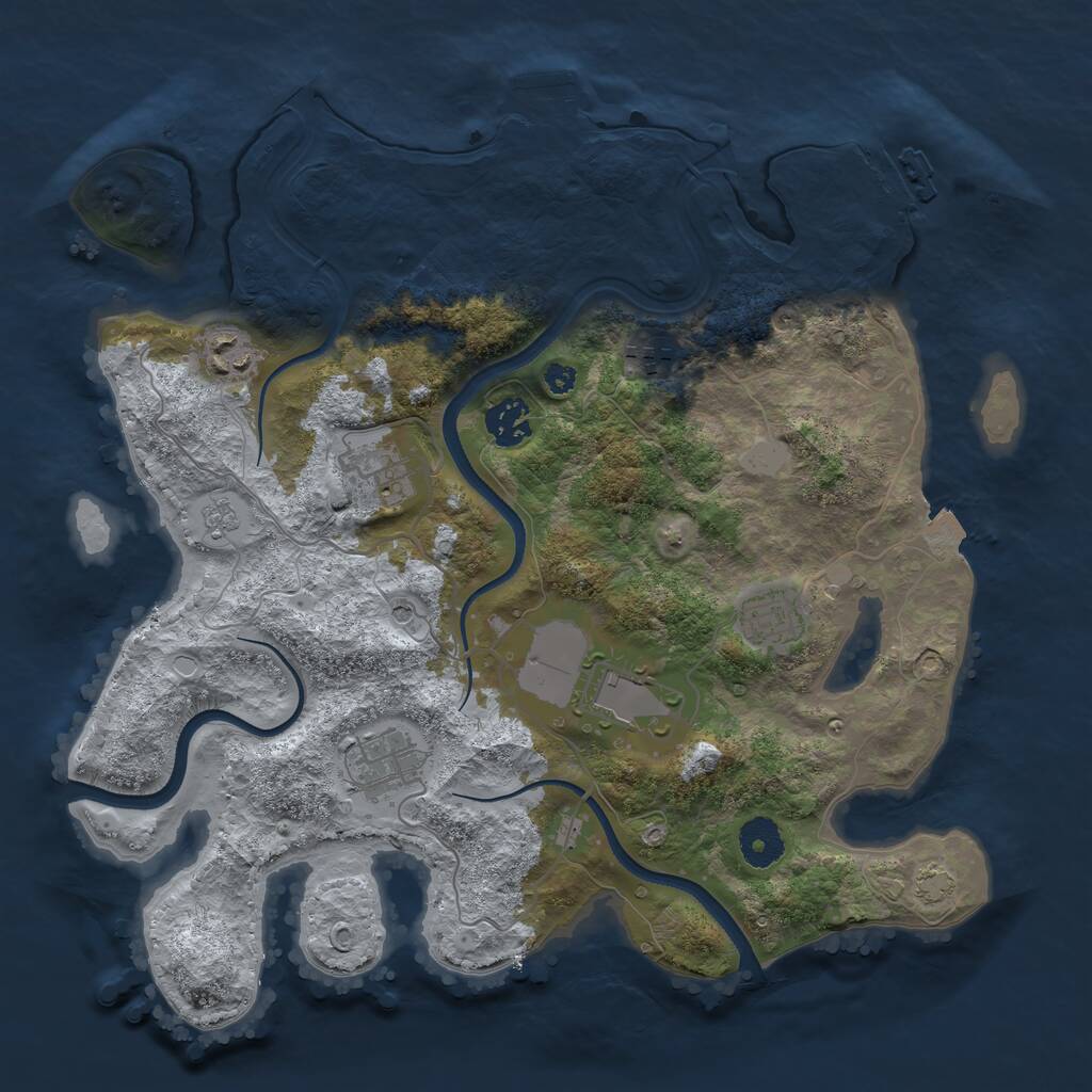 Rust Map: Procedural Map, Size: 3500, Seed: 1160751132, 13 Monuments