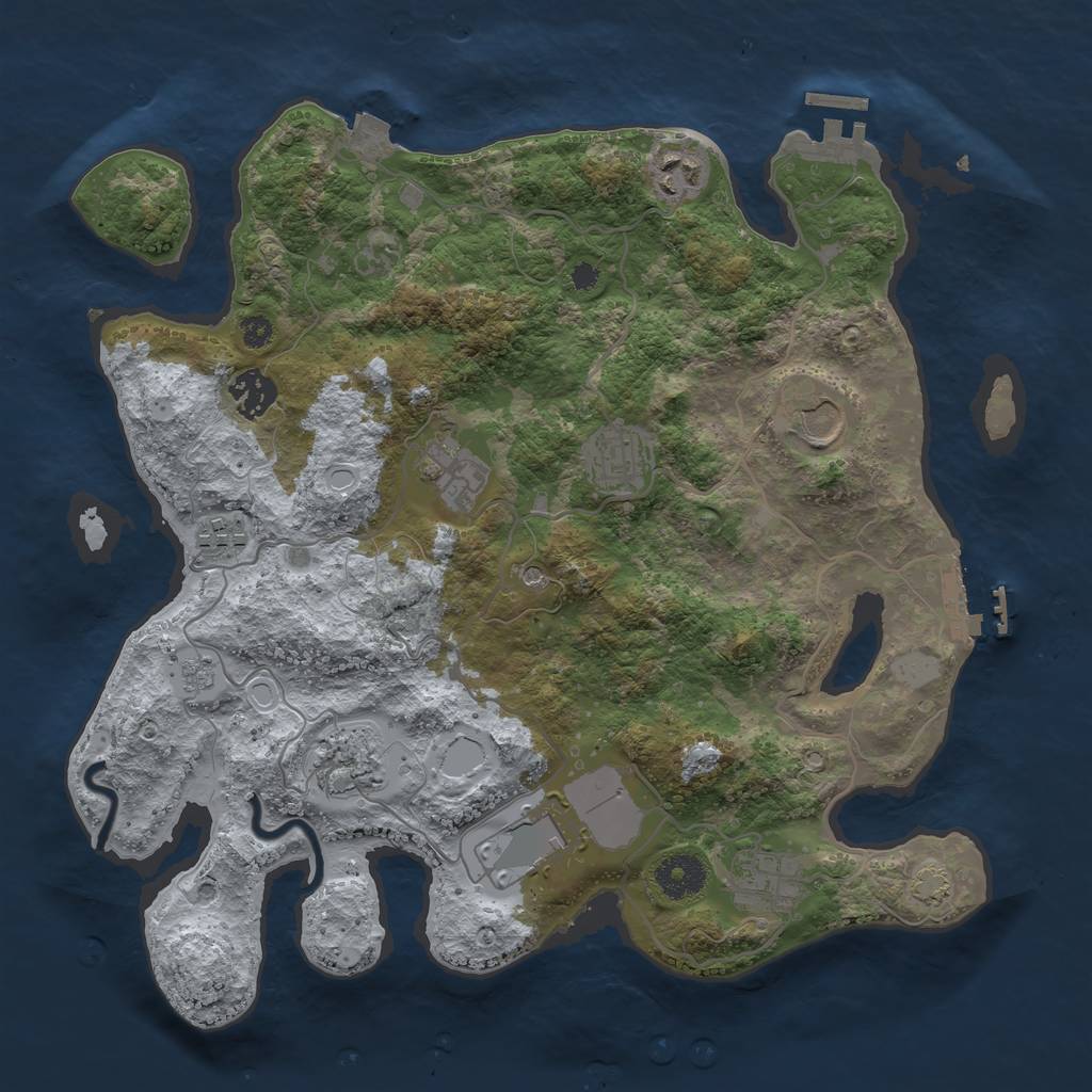 Rust Map: Procedural Map, Size: 3500, Seed: 1160751132, 17 Monuments