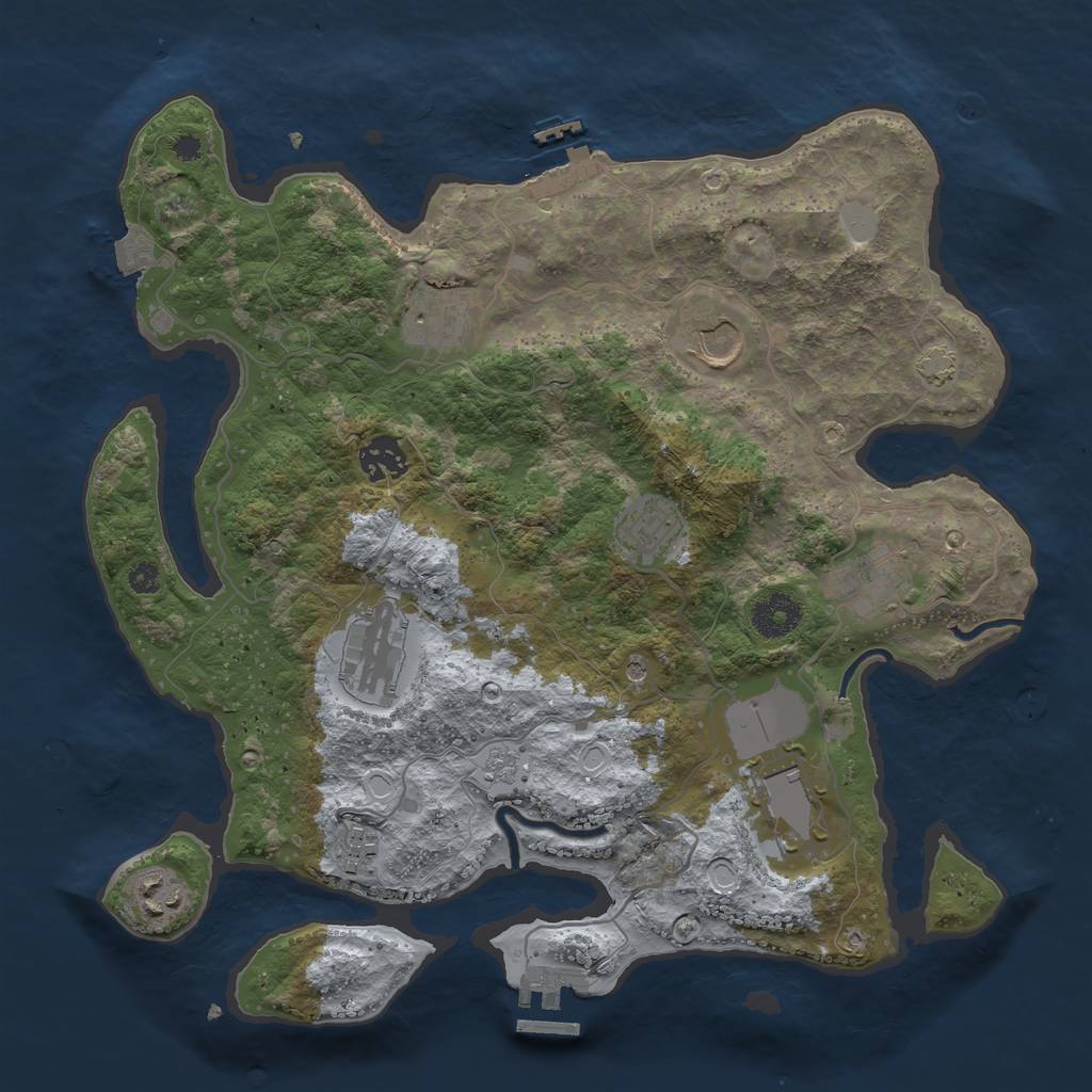Rust Map: Procedural Map, Size: 3500, Seed: 1837891, 17 Monuments