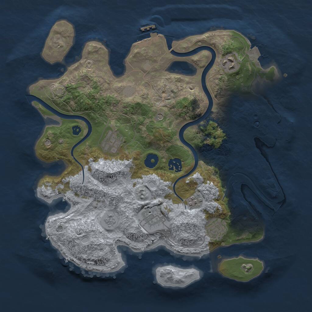 Rust Map: Procedural Map, Size: 3300, Seed: 8871505, 12 Monuments