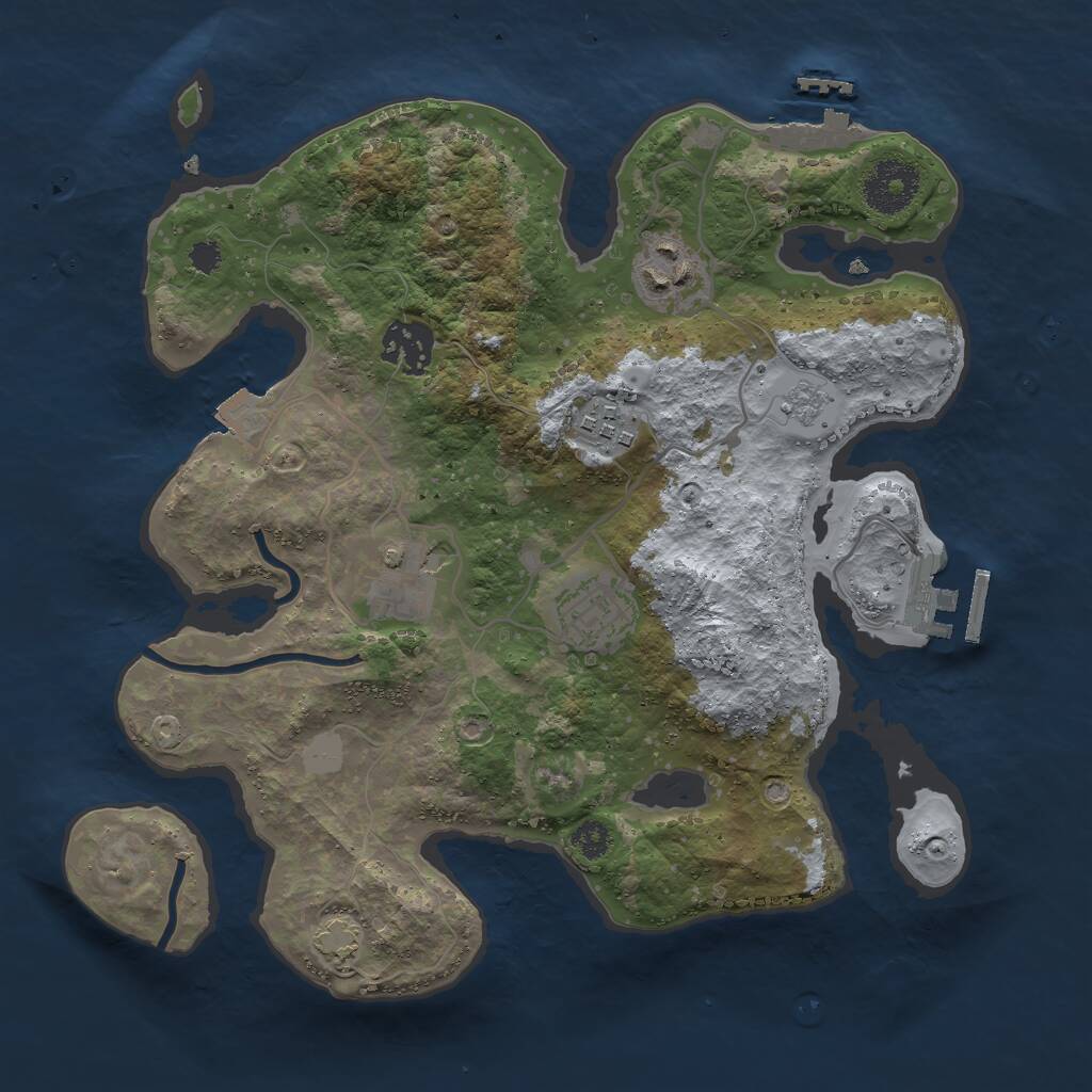 Rust Map: Procedural Map, Size: 3000, Seed: 78653, 10 Monuments